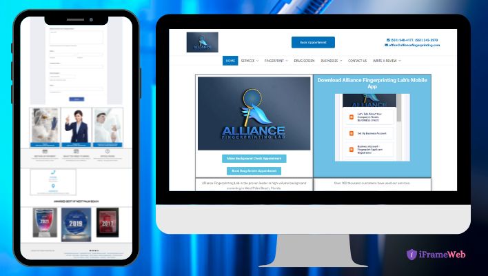 Alliance Fingerprinting lab website portfolio template