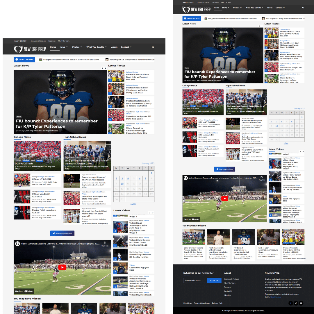 NewEraPrep.org Sports News Website screenshot for portfolio