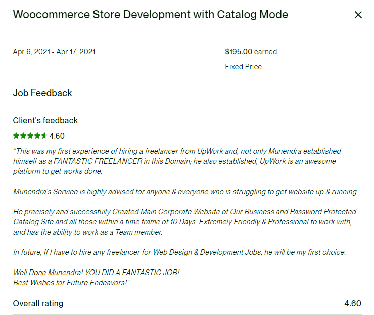 thebamboowala upwork job feedback