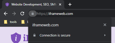 Example of an SSL certificate-secured website with a secure HTTPS connection. The browser shows Connections is secure when clicking on the lock icon