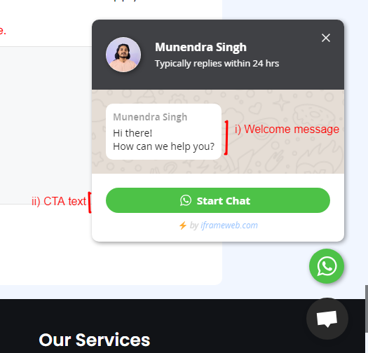 WhatsApp chat widget settings